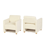 Lot de 2 fauteuil de détente 1 place canapé pour salon, fauteuil avec emballage en velours côtelé beige - KARIA