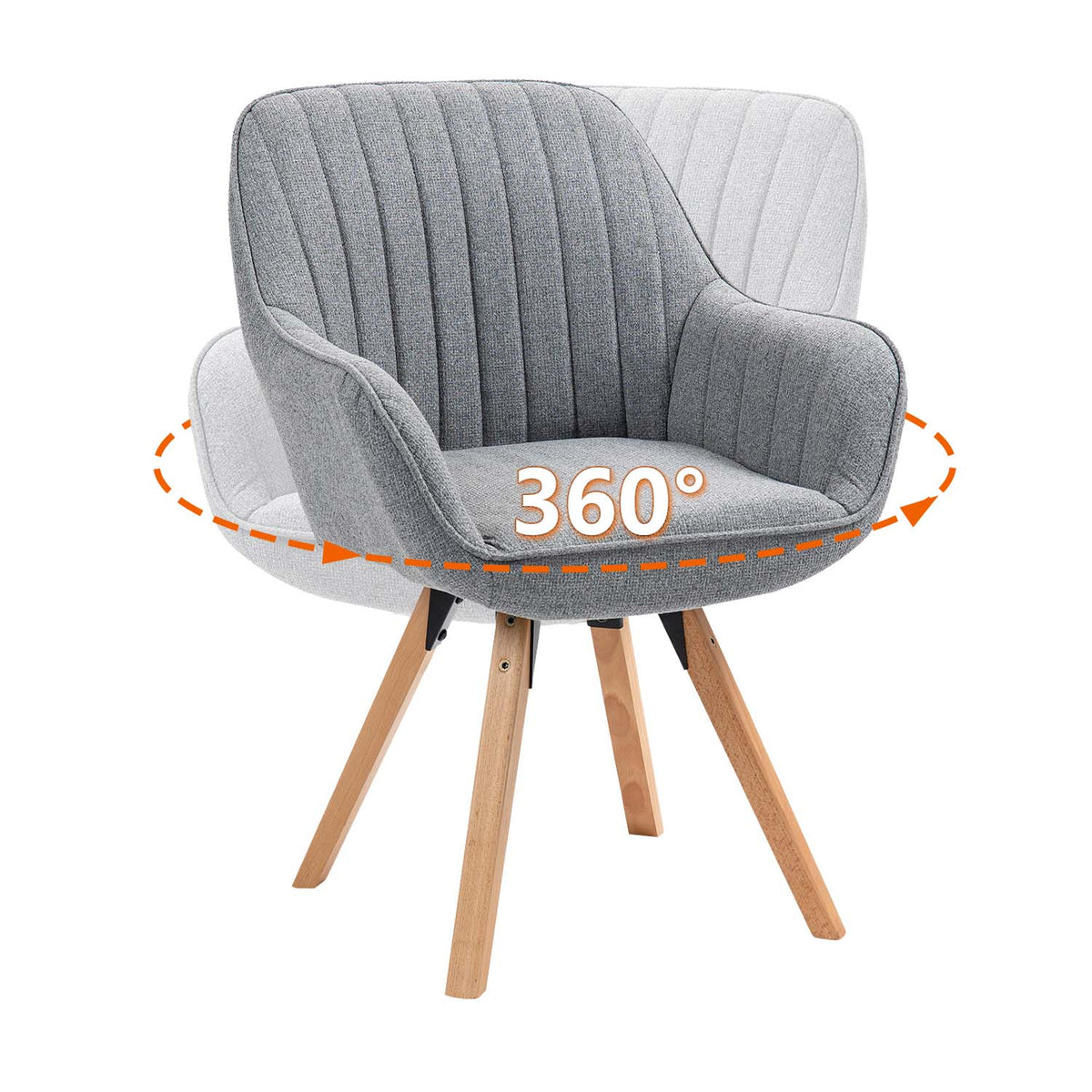 Set aus 2 bequemen Esszimmerstühlen aus grauem Stoff mit 360°-Drehgelenk – CARSON FABRIC GREY 2STK