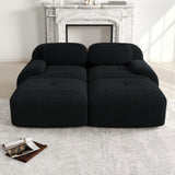 2-seater sofa bed in dark gray fabric with side pockets, modern convertible sofa