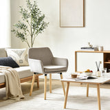 Lot de 2 chaises de salle à manger de style scandinave avec pieds en bois et accoudoirs en velours côtelé gris - ELIA