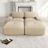 Ensemble de canapés avec accoudoirs incurvés et base antidérapante en tissu velours côtelé doux pour le salon, beige,siège2+tabouret2
