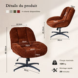Chaise de bureau pivotante en tissu chenille terracotta – LITHOPS FIX