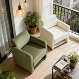 Loungesessel mit Armlehnen aus beigem Cord – DOMCO