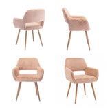 Lot de 2 fauteuils de salle à manger de style scandinave en fausse fourrure camel avec pieds en métal effet bois