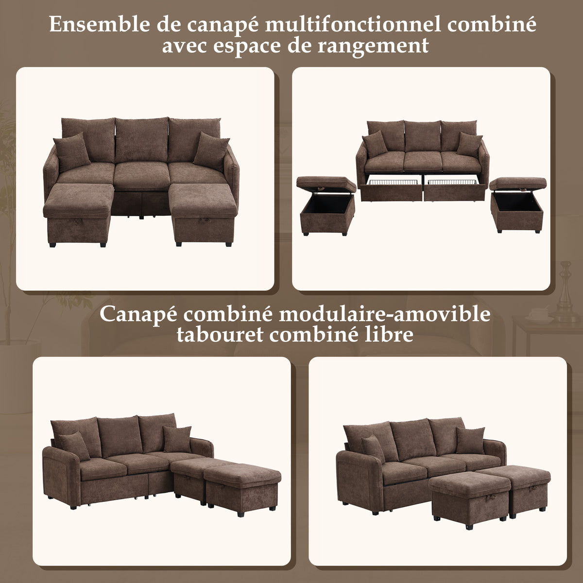 2-Sitzer-Sofa aus beigem Stoff im skandinavischen Stil – AHBARM