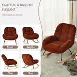 Fauteuil à bascule scandinave en tissu chenille avec accoudoirs pour salon ou chambre à coucher, rouge - LITHOPS