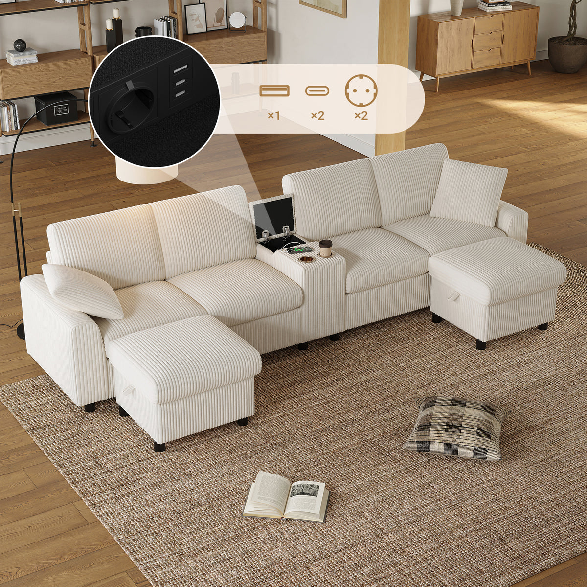 2-seater sofa in beige fabric Scandinavian style - AHBARM