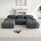 2-seater sofa bed in dark gray fabric with side pockets, modern convertible sofa