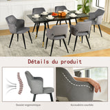 Ensemble de salle à manger comprenant une table extensible et 4 fauteuils avec accoudoirs en tissu gris