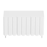 Sideboard moderne blanc 120x35x80 cm avec portes ondulées, grifflos et rayons réglables, idéal pour salon flur et salle à manger