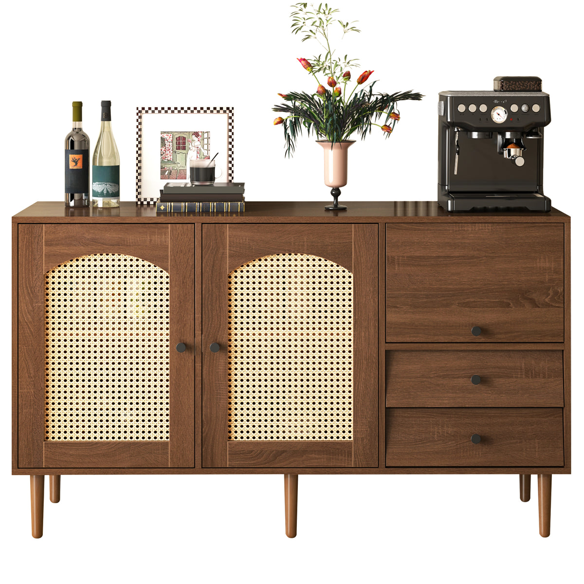 Wooden Buffet Campaign Style With Canning Doors, adjustable shelves and drawers 130 × 75.5 × 40 cm