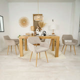 Set von 4 skandinavischen Esszimmer Sesseln mit Beige Stoff Armlehnen - Cromwell