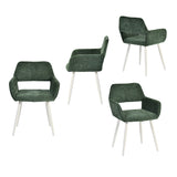 Lot de 4 fauteuils de salle à manger scandinaves avec accoudoirs en chenille vert- CROMWELL