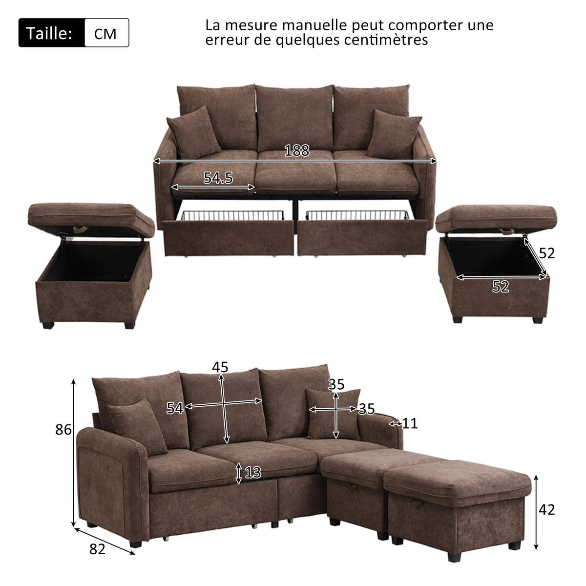 2-Sitzer-Sofa aus beigem Stoff im skandinavischen Stil – AHBARM
