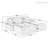 Ensemble de canapés avec accoudoirs incurvés et base antidérapante en tissu velours côtelé doux pour le salon, beige,siège2+tabouret2