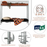 90 x 190 cm großes Etagenbett-Set mit umwandelbarer Bank aus silbernem Metall und faltbarer 2-Sitzer-Futonmatratze – LIBERTY N MICA