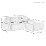 Ensemble de canapés avec accoudoirs incurvés et base antidérapante en tissu velours côtelé doux pour le salon, beige,siège2+tabouret1