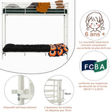 Etagenbett 90x190 cm mit Cabrio -Bank -Sofa und Weißmetallbasis in Weißmetall (Matratze nicht enthalten) - Liberty
