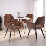 Set of 6 industrial dining chairs with suede armrests - Cromwell