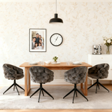 Lot de 4 Gris chaises de luxe en velours 360° pivotantes Chaises ergonomiques modernes à dossier pour salon salle à manger et dressing
