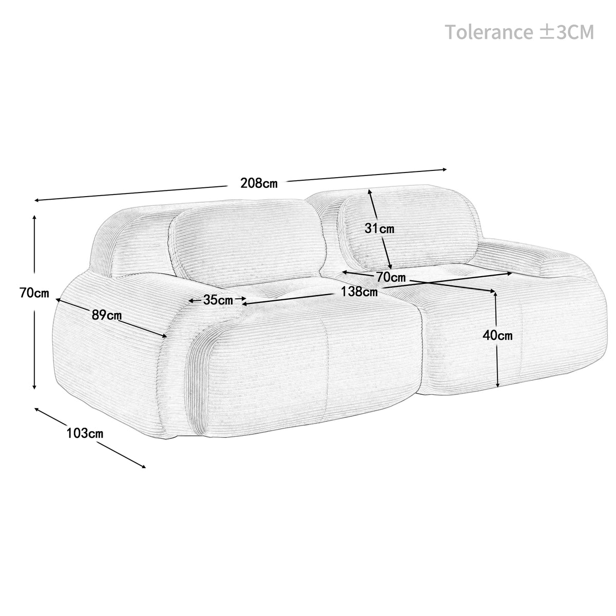 2-Sitzer-Schlafsofa aus dunkelgrauem Stoff mit Seitentaschen, modernes Schlafsofa