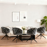 Lot de 6 Gris chaises de luxe en velours 360° pivotantes Chaises ergonomiques modernes à dossier pour salon salle à manger et dressing