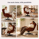 Chaise de bureau pivotante en tissu chenille terracotta – LITHOPS FIX