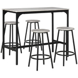 Hochtisch -Set mit vier grauen Industrie -Designhocker