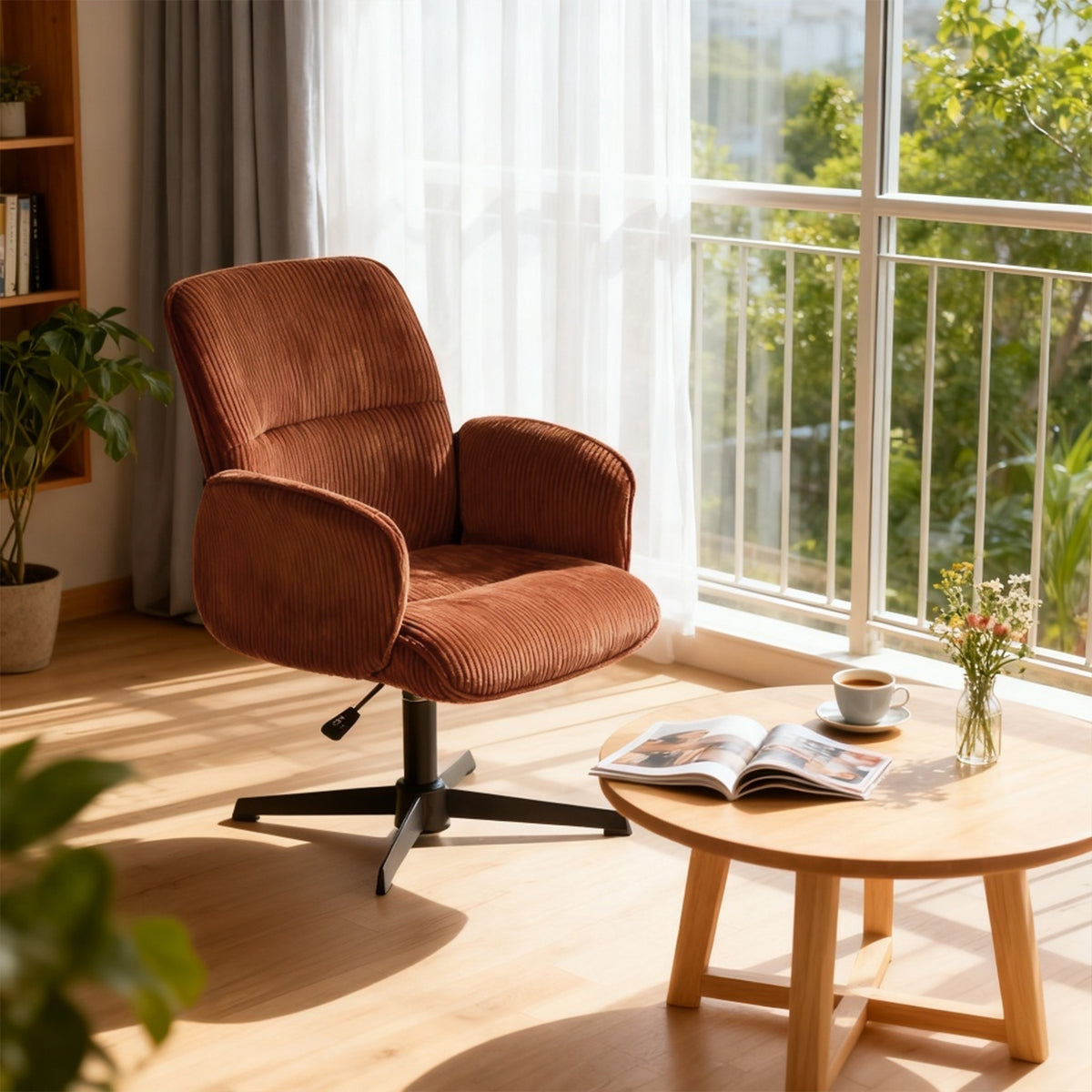 Adjustable Ergonomic Office Armchair Pivoting with fabric armrests white loop - Thomasina