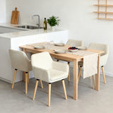 Lot de 4 chaises de salle à manger de style scandinave avec pieds en bois et accoudoirs en velours côtelé beige - ELIA