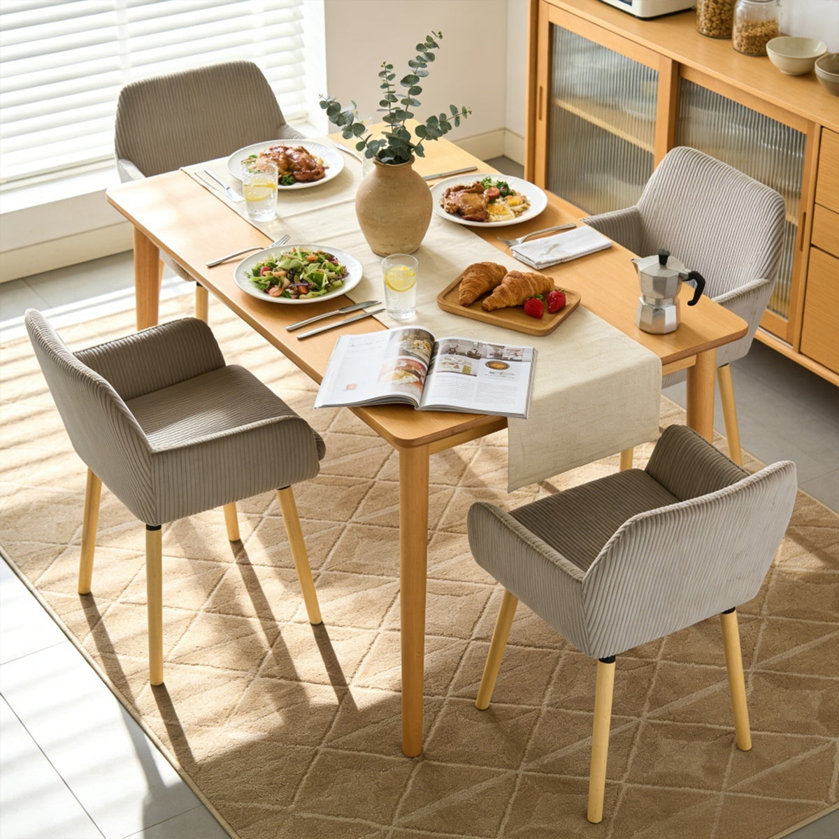 Set of 2 industrial dining chairs with suede armrests - Cromwell