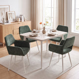 Lot de 4 fauteuils de salle à manger scandinaves avec accoudoirs en chenille vert- CROMWELL