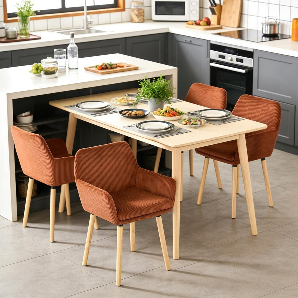 Set of 2 industrial dining chairs with suede armrests - Cromwell