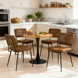 Runder Tisch in Walnussoptik Ø80 cm mit 4 schwarzen Samtstühlen, moderner und komfortabler Stil