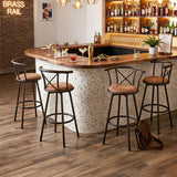 Lot de 6 tabourets de bar industriels pivotants avec dossier en tissu marron - HAILEY 29
