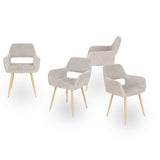 Set von 4 skandinavischen Esszimmer Sesseln mit Beige Stoff Armlehnen - Cromwell