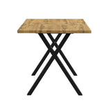 Table à manger industriel moderne 140x80 cm en bois effet chêne avec pieds croisés en métal noir