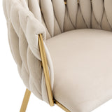 Set of 4 Industrial Style Dining Chairs With Braided File in Beige fabric - Miliana