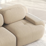Ensemble de canapés avec accoudoirs incurvés et base antidérapante en tissu velours côtelé doux pour le salon, beige,siège4+tabouret1