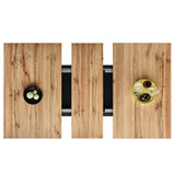 Table à manger télescopique extensible 140×80cm 3 niveaux de rangement bois naturel + noir pour cuisine et salon