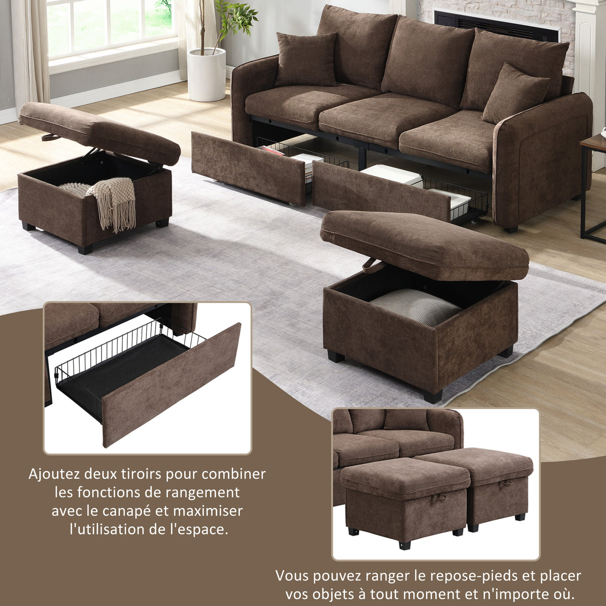 2-Sitzer-Sofa aus beigem Stoff im skandinavischen Stil – AHBARM