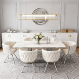 Set of 4 Industrial Style Dining Chairs With Braided File in Beige fabric - Miliana