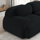 Ensemble de canapés avec accoudoirs incurvés et base antidérapante en tissu velours côtelé doux pour le salon, noir, siège 3 + tabouret 1