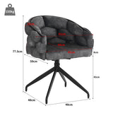 Lot de 6 Gris chaises de luxe en velours 360° pivotantes Chaises ergonomiques modernes à dossier pour salon salle à manger et dressing