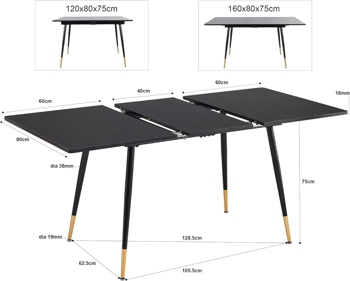 Table de salle à manger rétro style industriel extensible en bois - WHALEN