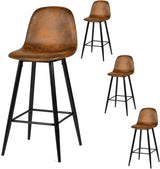 Set of 4 industrial bar stools with suede back - CHARLTON BAR