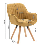 Set of 6 comfortable yellow fabric dining room chairs with 360° swivel - CARSON FABRIC YELLOW 6PCS