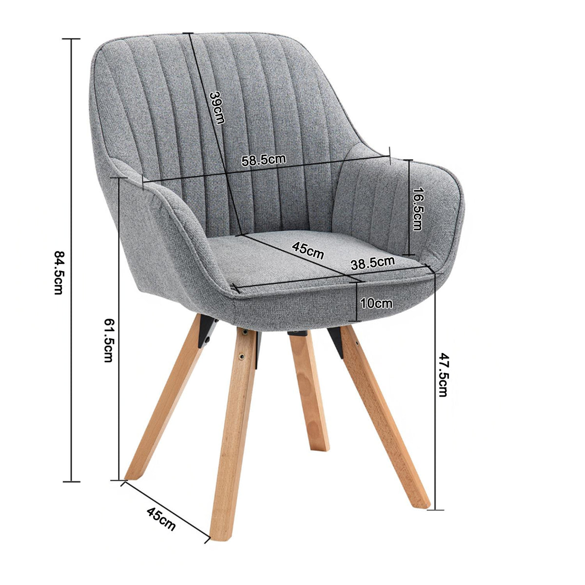 Set aus 2 bequemen Esszimmerstühlen aus grauem Stoff mit 360°-Drehgelenk – CARSON FABRIC GREY 2STK