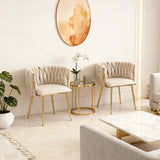 Set of 4 Industrial Style Dining Chairs With Braided File in Beige fabric - Miliana