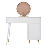 White 4-in-1 dressing table with whole mirror and rotary table mirror, padded stool, integrated storage and 3-color LED lighting, 109x36x164 cm